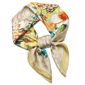 Stlvoll 27.5" Silk Neck Scarf of Women's Fashion Head Scarf Square Neck Satin Scarfs for Bag Hair Scarves Gift - color: Flower/Khaki/Yellow