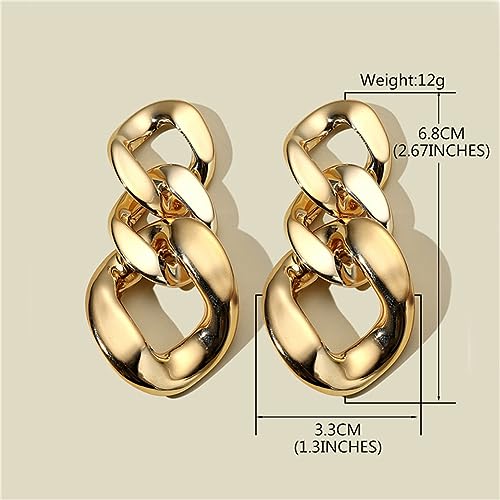 Charm Elegant Hollow Color Chain Acrylic Geometric Temperament Dangle Drop Earrings Bohemian Minimalist Hypoallergenic Jewelry Gift - color: Big Gold Earring