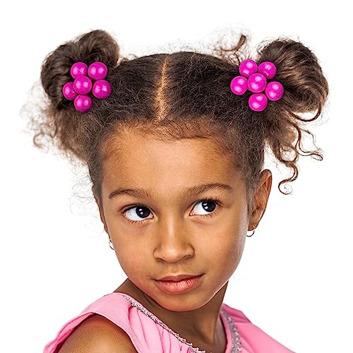 20pc Ponytailers Ponytail Balls Hair Elastics Collection, 18mm -Value | Round Opaque Multicolored Twin Hair Beads Bauble Hair Ties Ponytail Holders, Toddler Kids Bobble Hair Tie. - color: 18m Round