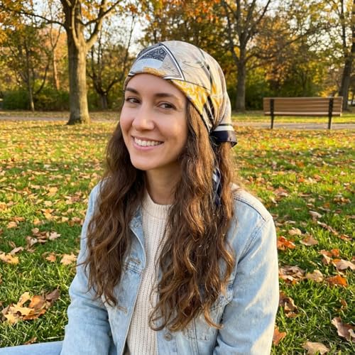 Women's Small 21 inch 100% Silk Scarf Bandana for Head Neck Hair | 100% Mulberry Silk Lightweight Designs Gift-Ready Packaging For Hair Fashion 21"x21" Printed - color: 207nacy Orange