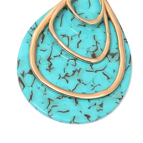 MOLOCH Long Necklace For Women Geometry Teardrop Acrylic Circle Pendant Necklace Statement Boho Acetate Resin Necklace Minimalist Gift - color: Green