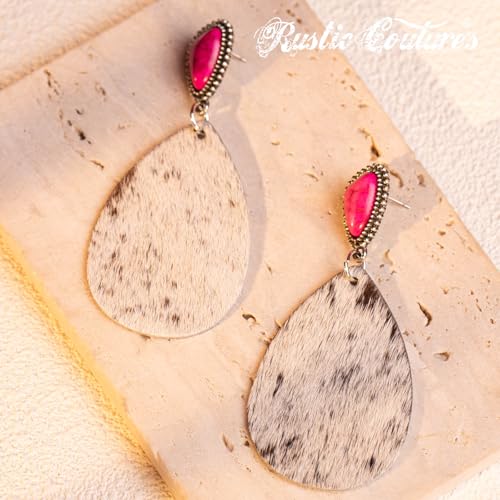 Rustic Couture's Western Earrings for Women Cowgirl Country Concho Dangling Western Statement Jewelry - color: O-Hot Pink