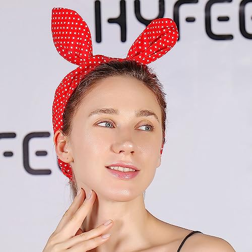 HYFEEL Wire Headbands for Women Bow Bandana Hair Scarf Hairbands Cute Knotted Hair Accessories 50s Retro Head Wraps Turban (Red Polka Dot) - color: Red Polka Dot