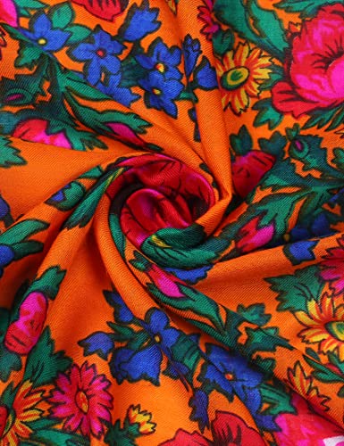 MJ SERECA Acrylic Bandana Printed Hair Scarf Square Ukrainian Head Scarf Floral Babushka Neck Scarf for Women 30"/42"/60" - color: 3 Pack-f 30"