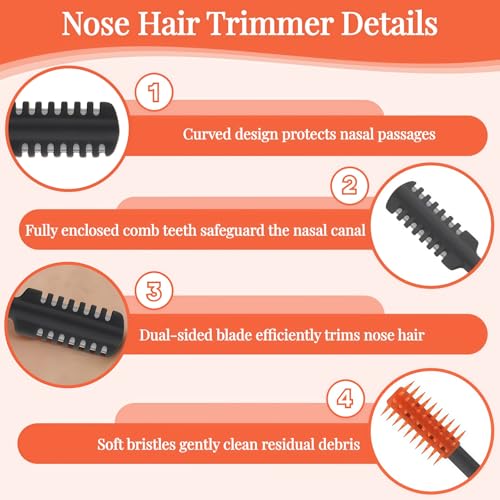 2026 Upgraded 2-in-1 Nasal Hair Cutter, 360° Rotating Double-Sided Blade, Washable Portable Grooming Tool for Men & Women, Travel Essential, (Multicolor-3-Pcs)