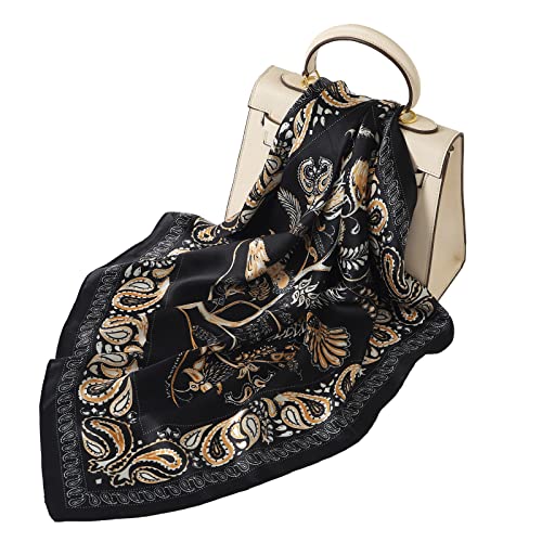 STARWHISPER 100% Pure Mulberry Silk Square Scarf-27''x27 Lightweight Hair Scarves Headscarf Night Sleeping with Gift Packed - color: Paisley Bird