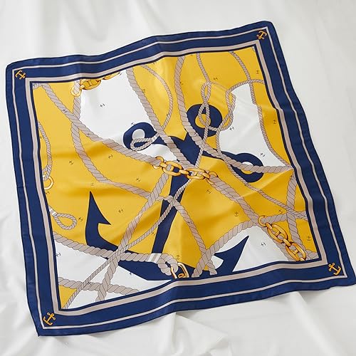 100% Mulberry Silk Neck Scarf 21''x21'' Small Square Hair Scarf for Women Men Lightweight Bandana Envelope Package - color: Rudder-yellow