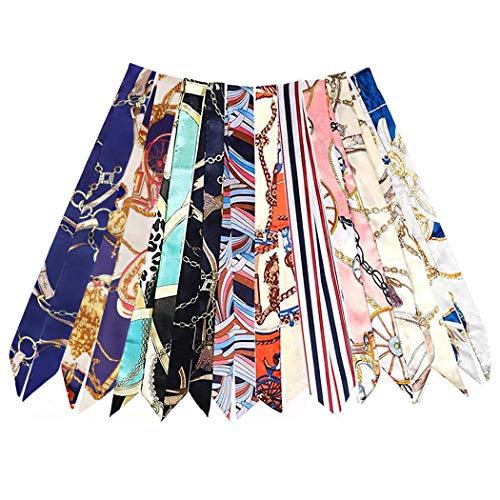 kcctoo 2/6/10Pack Scarf Bags for Women Handbag Scarfs Band Hair Neck Scarves Fashion Gifts - color: Navy Blue - 10pcs