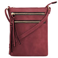 DELUXITY Crossbody Purse Bag Shoulder Bag Multi Pocket Zipper Purse - color: Wine