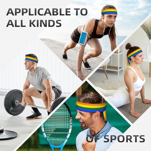 Sports Head Tie Westie Dogs Beach Summer Tropical Tie Sweatband Headband Men Women Elastic Bandana Adjustable Non-Slip Moisture Wicking for Running Football Yoga Workout Athletic Hair Ninja Head Band - color: Gay Pride Flag Rainbow