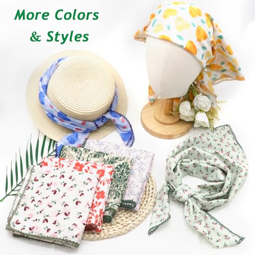 Large Cotton Bandanas for Women, 27 x 27 inch Hair Neck Scarf, Headband Square Scarf - color: Pink Green White
