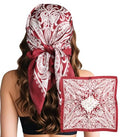 Sumolux Head Hair Scarf for Women Like Satin Silk Scarf Bandana Hair Wrapping Night Large Square Scarves 27.5" - color: Wine Red Cashew Nuts