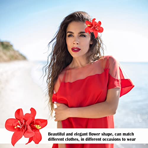 Hawaiian Artificial Flower Hair Clip, Bohemian Flower Hairpin for Seaside Holiday - Plumeria Hairpin Headdress Bobby Pins Headwear for Woman Girl Lady Kids - color: 5 colors