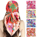 Molans 35" Silk Satin Square Head scarves - 4Pcs Large Scarfs Hair Bandana Head Kerchief Neck Scarf Sleeping Wraps for Women - color: Blue/Yellow/Red/Orange