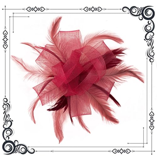 dressfan Womens Fascinator Hat Headpiece 20s Vintage Wedding Hair Accessories for Derby/Wedding/Cocktail/Tea Party - color: Burgundy