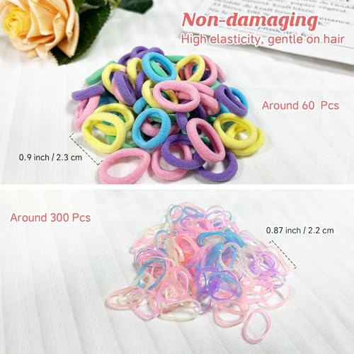 400 Pcs Baby Girls Hair Accessories Set,Baby Girls Hair Ties,Flower Bows Rubber Bands,Hair-friendly Hair Clip,Soft Elastic Hair Bands,Claw Clip(Pink) - color: Pink
