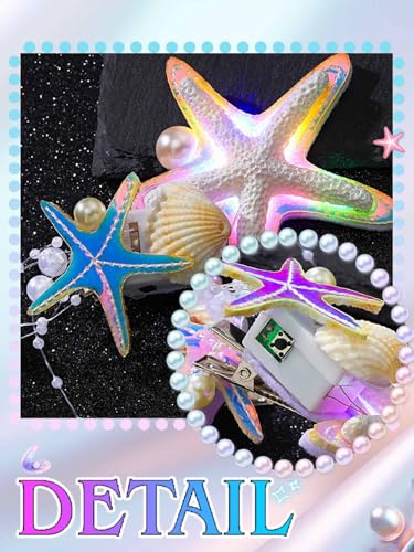 Starsifh Light Up Mermaid Hair Clips Ocean Seashell LED Hair Aaccessories headband for Women