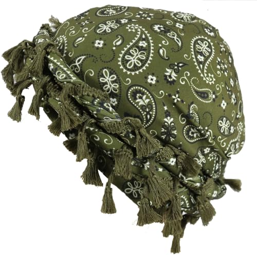 Gturytr Turban for Men Vintage Twist Head Wraps Durag Satin Lined Halo Turban for Women Modal and Satin Scarf Tie - color: Paisley-green