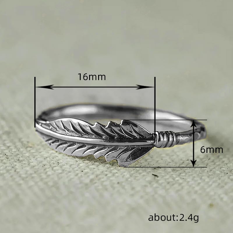 Vintage Oxidized 925 Silver Leaf Braided Twisted Wrap Thumb Ring Feather Leaf Simple Dainty Boho Sterling Silver Midi Ring Sizes 7# - size: 7#