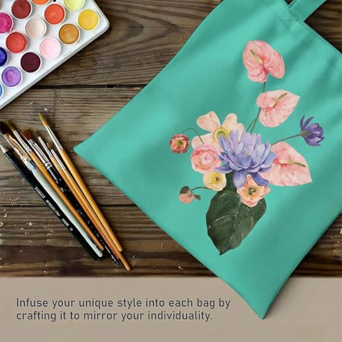 1 Pack Available Premium Canvas Reusable Tote Gift Bags,Made of Natural Canvas with Handle,Work,DIY,Shopping(Lake Green) - color: D1-lake Green 1 Pack
