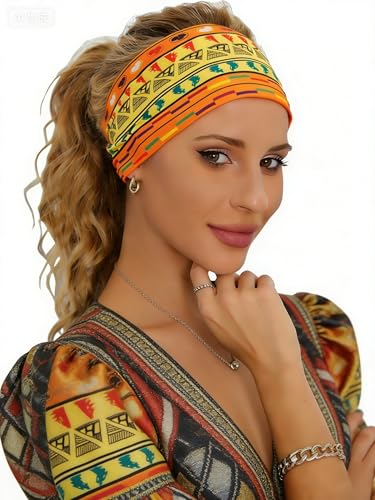 4 PCS African Head Wraps for Black Women, Boho Headbands, Non Slip Wide Headbands for Women, Workout Head Bands for Women's Hair (Multicolor B) - color: Multicolor B