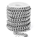 16.5 FT Stainless Steel Curb Chain Roll, 8mm 304 Stainless Steel Flat Twisted Links Curb Chains Bulk Spool for Jewelry Making Necklace DIY Craft - color: Stainless Steel, size: 8.0mm width
