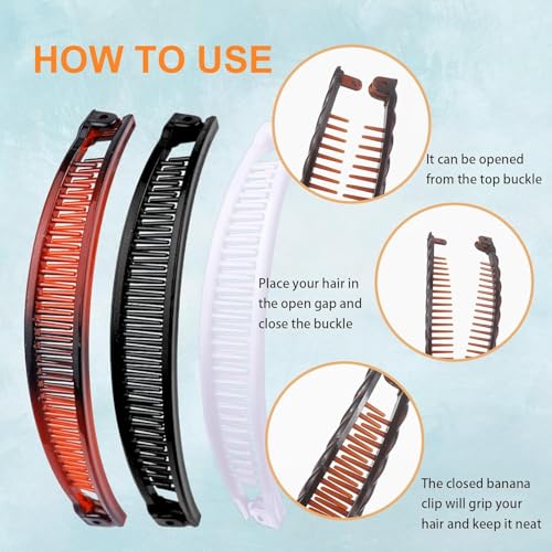 18 Pieces Banana Hair Clips Classic French Hair Comb Set Fishtail Plastic Twist Hair Clip Ponytail Accessories for Women Girls, 6 Styles（style3） - color: black,white, brown（style3）