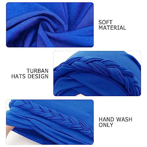 DRESHOW Turban Pre-Tied Twisted Hat Thread African Head Wraps for Black Women Chemo Cancer Cap Braid Hair Cover - color: 1 Pc Twisted Braid: Royal Blue