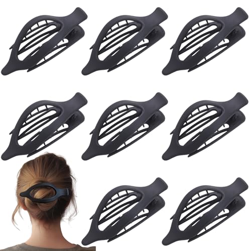 8 Pack Flat Black Hair Clips for Women – Large Matte No-Slip Flat Black Claw Clips for Thick & Thin Hair, Strong Hold French Styling Accessories - color: Black