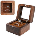 Wooden Ring box，Clear Skylight Ring Case,Solid Wood Square Jewelry Storage Box-ring bearer pillow for Wedding Ceremony, Engagement(Brown velvet) - color: Transparent skylight - 1 slot - Brown velvet