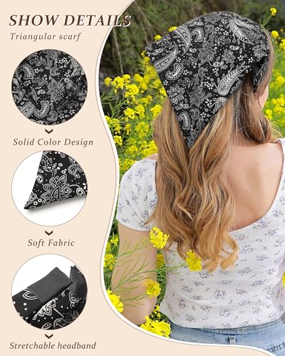 HAIMEIKANG Floral Bandana Headbands for Women Boho Hair Bandanas Scarf Triangle Kerchief Hair Bands Vintage Head Scarf(Cashew flowers 2) - color: Cashew flowers 2