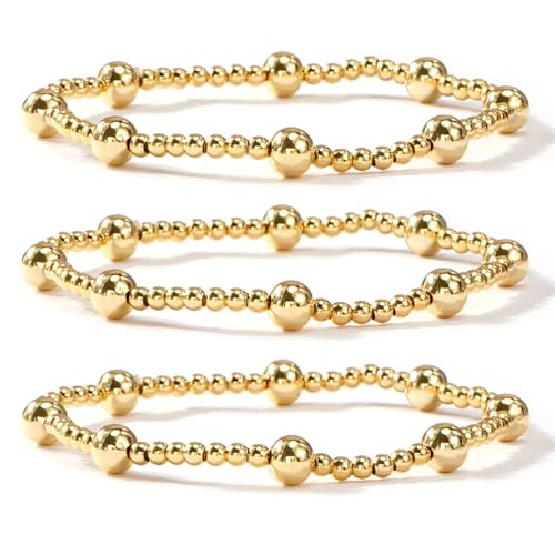 Gold Beaded Cross Bracelet for Women, 14K Plated Adjustable Stackable Dainty Bracelets, Non Tarnish Fashion Jewelry Set Gifts for Women Birthday Friendship - color: Colors-14