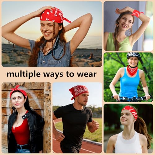 Morcheiong 8/16 Pcs Bandanas Paisley Bandana Head Scarf Headband Handkerchiefs for Men Women Boy Girls - color: Red