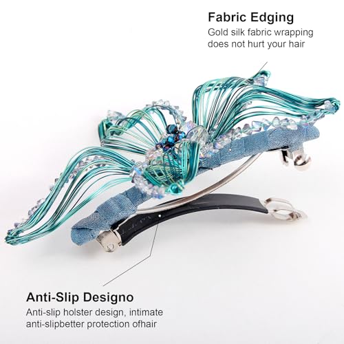 Mistofu DIY Copper Wire Metal Hand-woven High-level design Barrettes Elegant Hair Accessories, Gifts for Women Girls (teal-a) - color: teal-a