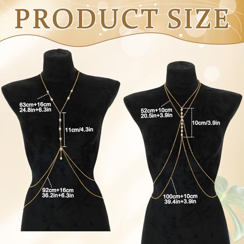 SANNIX 2 Piece Gold Plated Body Chain,Layered Belly Chains Rhinestone Jewelry Lingerie Bikini Waist Bra Chain Belt Accessories for Women for Summer Beach Date Night