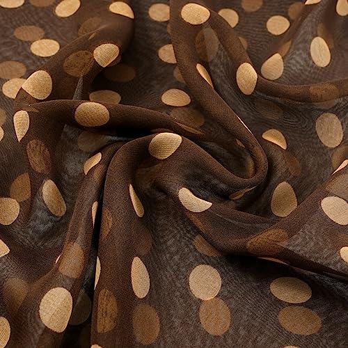 E-Clover Unique Fashion Women's Scarf Chiffon Sheer Scarves for Women Lightweight - color: Polka Dot-brown