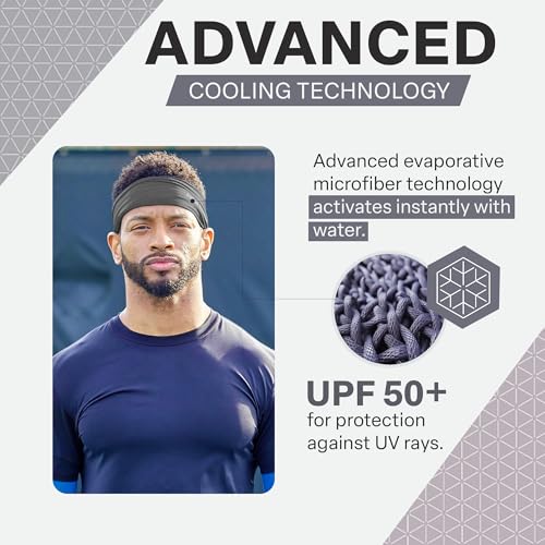 COLD FACTOR Cooling Headband for Women and Men – UPF 50+ Advanced Evaporative Comfort, Instant Cooling Sweatband for Outdoor Sports, Fitness, Yoga, Hiking, Running, and Workout - color: Gray