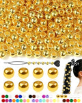 FIVEIZERO 260PCS Large Hole Hair Beads, 10x12mm, Gold | Acrylic pony style, smooth lightweight finish, reusable, quick on/off, bracelets, keychains, macramé and DIY crafts - color: Gold