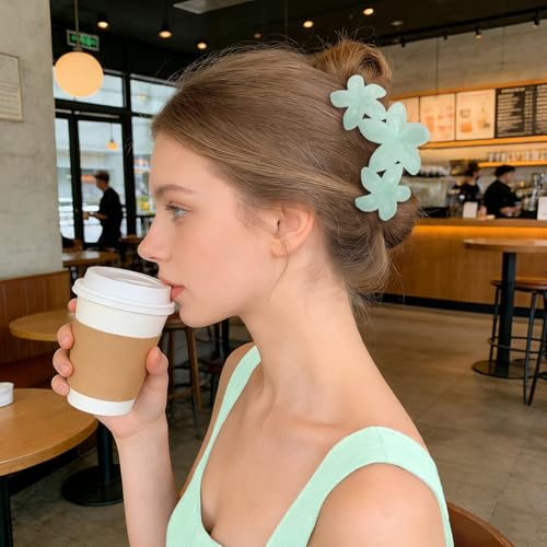4Pcs Cute Hawaiian Flower Claw Hair Clips for Women Pink Green Large Claw Clips for Thick Thin Hair Strong Hold Beach Hair Accessories for Women and Girls - color: 15-Colorful