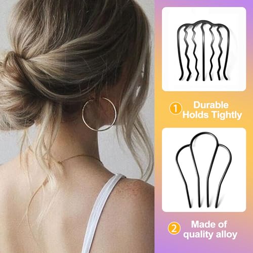7 Pcs Metal Hair Combs & Forks U Shaped French Hair Pins for Updo Buns Chignon Thick Fine Hair Styling Accessories