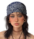 21"x21" Soft Cotton Bandana for Men and Women Unisex Head Wrap Scarf Headband Face Mask for Outdoor - color: Qm-navy Paisley