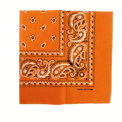 Vamqor 100% Cotton 10 Pack Fine Bandanas - color: Orange