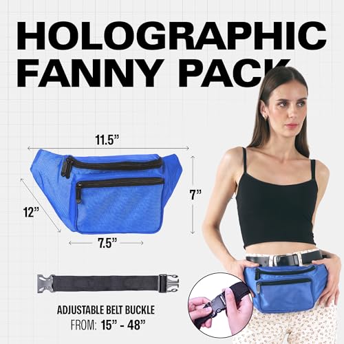 Blue Fanny Pack Belt Bag I Mens Fanny Packs for Women Fashionable - Crossbody Bag Bum bag Waist Bag Waist Pack - Hands Free for Hiking, Running, Travel, Waterproof and more - color: Blue - Solid