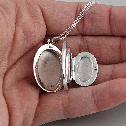 FashionJunkie4Life Sterling Silver Oval Locket Necklaces for Women, 18" Cable Chain - style: Double Layered