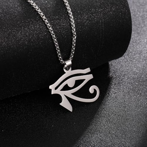 NIGHTCRUZ Eye of Horus Necklace, Ancient Egyptian Hieroglyphic Ideograph Amulet for Men Women