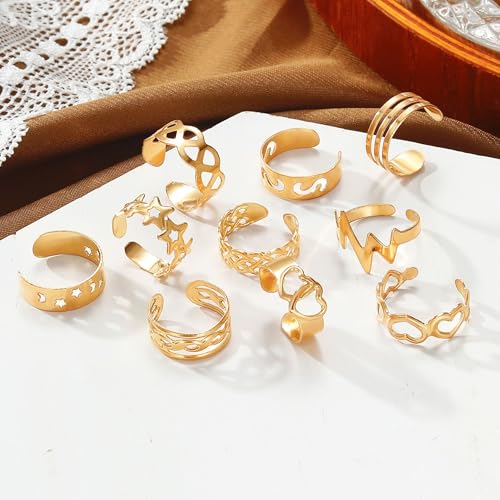 INENIMARTJ Gold Toe Rings for Women, Vintage Style Open Ring Set, Adjustable Summer Beach Foot Jewelry - color: Gold