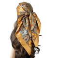 Large Square Head Satin Scarf Silk Feeling Hair Scarf 35"Head Scarves Bandana for Women Headscarfs for Women's Hair - color: C1-camel