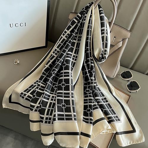 Silk Scarf Mulberry Silk Fashion Scarves Long Lightweight Shawl Wrap … - color: W04