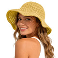 Sun Hat for Women Beach Hat Straw Bucket Hat Summer UV Protection, Packable Breathable Crochet Style - color: 1pack-sunset Yellow
