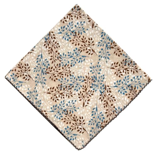 21x21 inches 100% Cotton Bandana for Women - Soft Square Scarf, Multi-Purpose Head Covering, Hair Bandana - color: P07-leaves on Camel